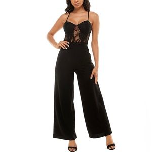Back zipper closure Lace -Bodice Jumpsuit Size L NWT